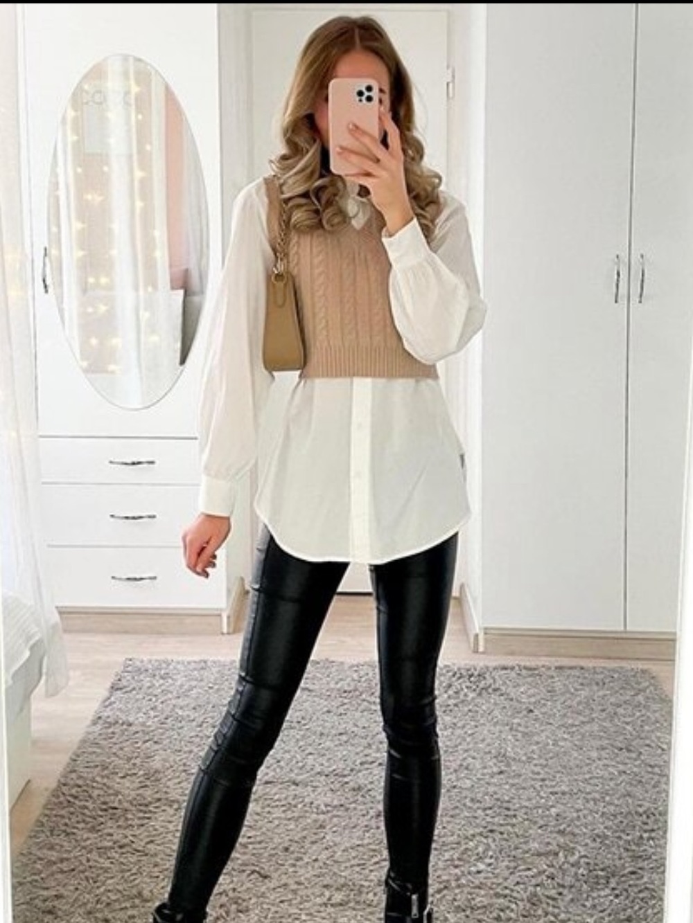 SHEIN Beige Sleeveless Vest NWOT | Neutral Layering Piece Size Small